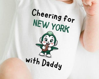 Cadeau personnalisé pour bébé, tenue de l'équipe de fans de football de New York le jour du match, vêtements pour bébés, équipement de sport, tenue assortie pour bébé, conception personnalisée, mascotte pour bébé