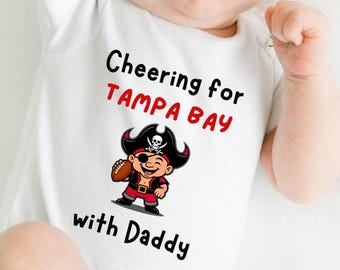 Body personnalisé de l'équipe de football pour bébé Tampa Bay, jour de match mignon, maillot de sport pour bébé ou tout-petit, petit fan, tenue pour bébé, cadeau de shower de bébé