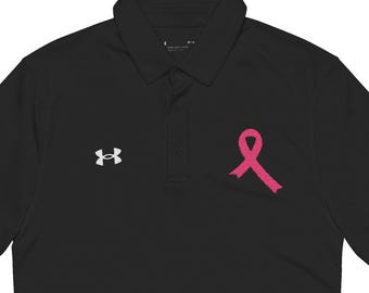 Polo brodé de sensibilisation au cancer pour hommes avec ruban rose cancer du sein, octobre, cadeau cancer, chemise de soutien rose de l'équipe de polo cancer