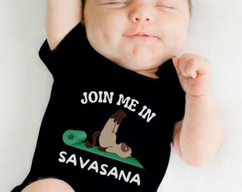 Body pour bébé yoga Peace Love Savasana, tenue de yoga pour bébé chat mignon pour les nouveaux parents, cadeau de baby shower, vêtements pour amoureux d'exercice de méditation mignon