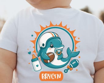 Tenue de bébé sur le thème du football de Floride, vêtements de sport, body dauphin, idées de baby shower, vêtements mignons pour bébé, cadeau pour nouvelle maman, cadeau pour papa dimanche