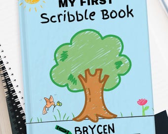 Carnet de notes personnalisé avec le prénom de l'enfant, cadeau idéal pour son premier anniversaire : carnet de croquis, journal, premier bloc-notes pour enfants, cadeau d'art, dessins personnalisés