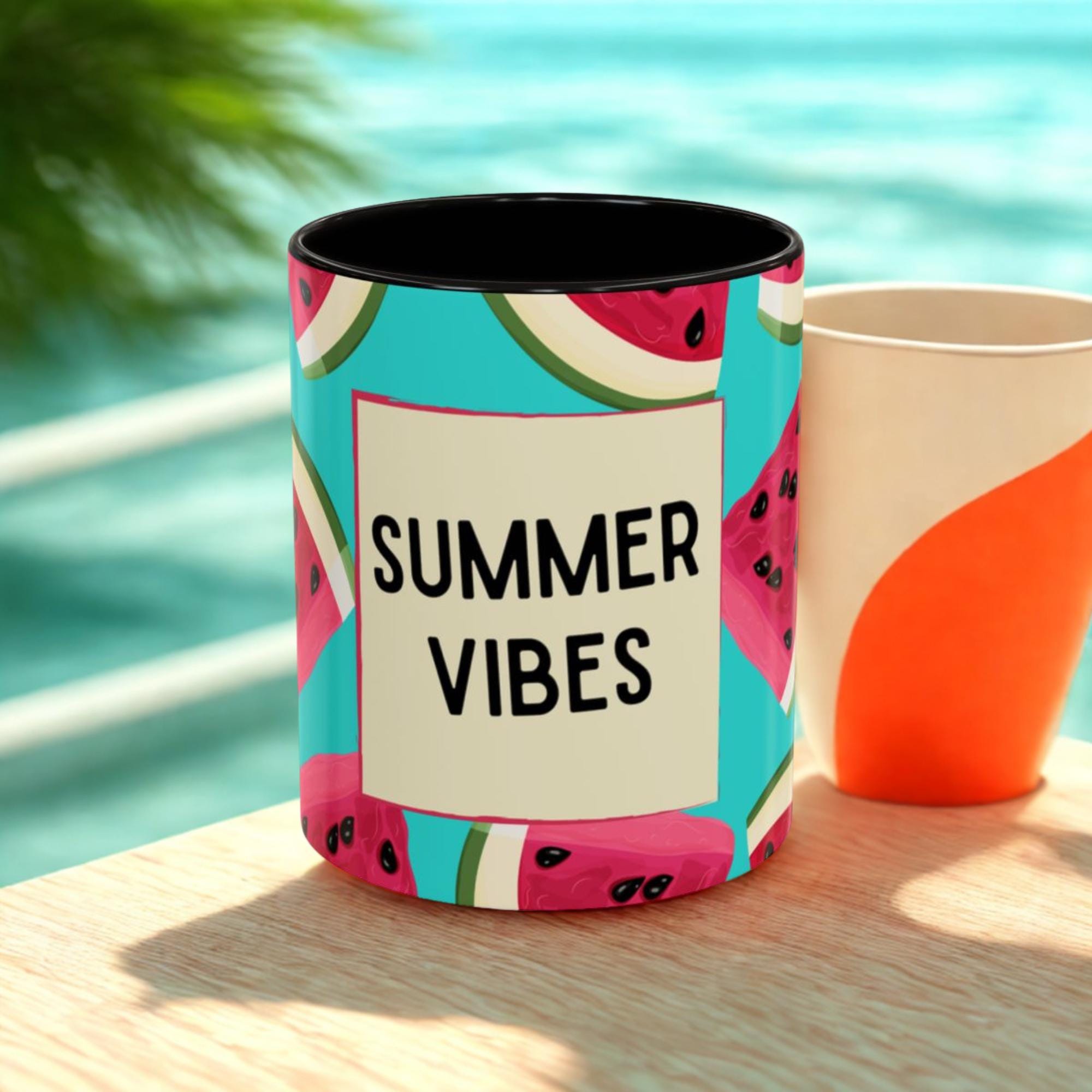 Summer Mug Fruit Vibes Watermelon Theme End of School Year Teacher Gift Fun Drinkware for Coffee Lovers Gift for Friend Beach House Decor