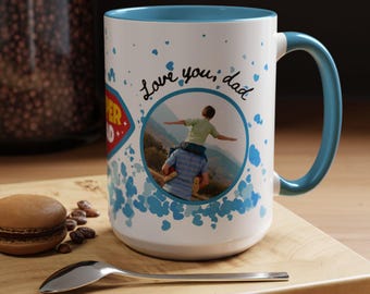 Custom Photo Dad Birthday Gift Mug for Special Father Super Dad Ceramic Mug for Coffee Lover Perfect Gift for Father's Day Gift Idea for Him