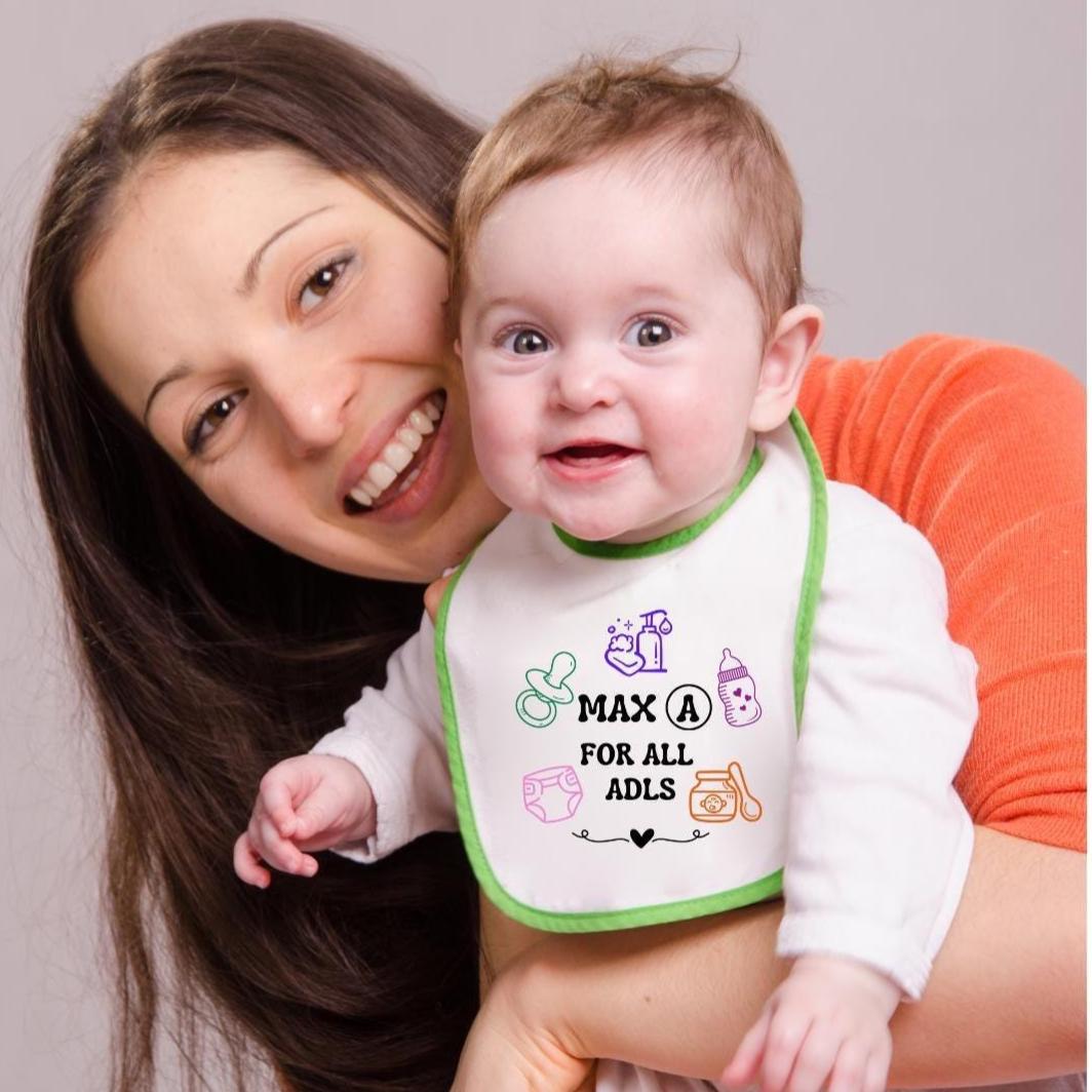 Baby Feeding Bib Gift for Physical and Occupational Therapist Newborn Max Assist for ADLs Milestone Baby Accessory Gift for New Parents