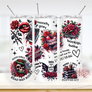 Morally Grey Book Lover 20oz Skinny Tumbler With Straw Romance Reader Smut Tumbler Book Gift For Her Reading Gifts For Women Spicy Book Club