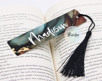 Marble Personalized Name Bookmark Metal Marbleized Back To School Book Gifts For Book Lovers Gift Reading Gifts Ideas Book Marks For Readers