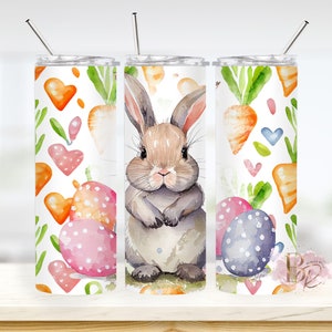 Easter Bunny Tumbler 20oz Skinny Tumbler With Straw Easter Gifts Adults Carrot Tumbler Gift Easter Gift For Women Travel Mug Cute Easter Cup