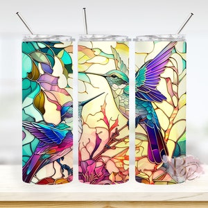 Colorful Hummingbird 20oz Skinny Tumbler With Straw Mothers Day Gift For Mom Birthday Gift Hummingbird Tumbler Hummingbird Gifts For Women