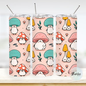 Cute Mushroom 20oz Skinny Mushroom Tumbler With Straw Mushroom Gifts For Women Tumbler Cup Gift Mushroom Mug Travel Cottagecore Nature Gift