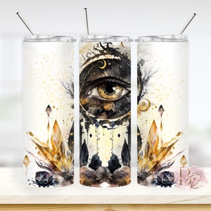 Evil Eye 20oz Skinny Tumbler With Straw Celestial Gifts Spiritual Gifts For Women Eye Of Protection Tumbler Third Eye Celestial Tumbler Cup