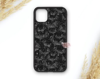 Funda para teléfono con diseño de murciélagos y telarañas para Halloween: iPhone, Samsung