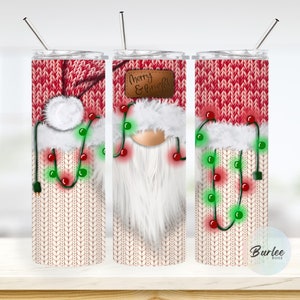 Buon e luminoso gnomo maglione stampa 20 once magro bicchiere di Natale con regali di gnomo di paglia per le donne tazza di gnomo tazza regali di Natale idee
