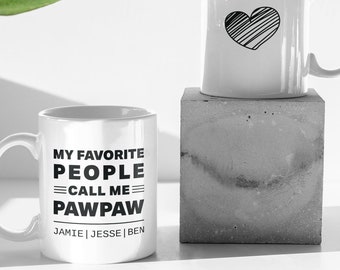 Kubek z napisem „Pawpaw” dla dziadka, spersonalizowany kubek na dzień ojca, spersonalizowany kubek dla dziadka, prezenty z imionami wnuków, kubek z imionami wnuków, Pa