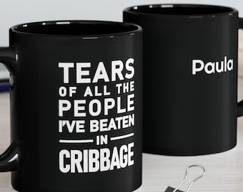 Cribbage Trophy Mug, Funny Custom Cribbage gift Personalized Champion Cup Cribbage Tournament Award Board Game Player Card Game Accessory