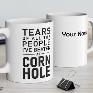 Cornhole Trophy mug Funny Midwestern gift Custom Cornhole mug, 11 oz Mug in White or Black, Funny Cornhole quote