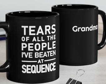 Sequence Trophy-mugg Anpassad Sequence Födelsedags-/Jul-/Årsdagspresent till honom/henne Personlig 340 ml brädspelsmugg Rolig present till mormor