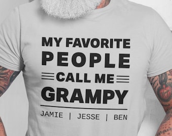 Fathers Day Gift for Grampy Father&#39;s Day Shirt for Grandpa Custom tshirt from Grandchildren Gifts for Grandfather with kids names t-shirt