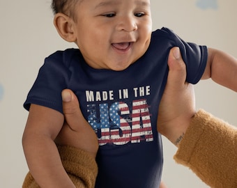 First 4th of July Baby Bodysuit Infant Fourth of July outfit Fourth of July Infant clothing "Made in the USA" Funny Baby 4th of July Shirt