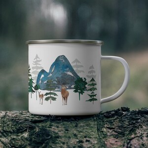 Enamel Camping Mug Camping Gift Enamel Mug Camping Enthusiast Gift Camping Gift for Him or Her Beautiful Enamel Mug Hiking Coffee Mug 12 oz.