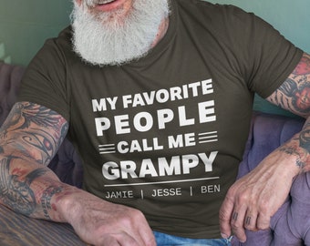 Grampy Gift Custom Grandpa Shirt Grampy Shirt Fathers Day tshirt for Grandpa Custom Grandparent Name Gifts with kids names Personalized Gift