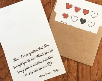 Custom Message Valentines Card Personalized Note Card Valentine's Day Handmade Customizable Anniversary Card, Physical or Digital Printable