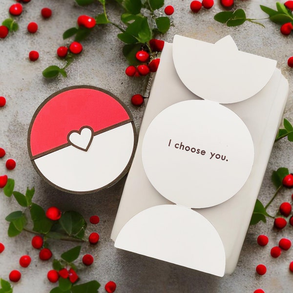 I Choose You Pokemon Valentines Day Card Handmade Pokémon Card Pokeball Valentine's Day Gift for Geek/Anime Lover Pokemon Anniversary Card