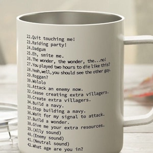 Taza de burlas de Age of Empires, regalo de jugador de AOE 2, merchandising de Age of Empires II, Sí, no a la comida, por favor, todos saluden al rey de los perdedores, linda ciudad, la aceptaré