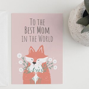 Carte illustrée de la meilleure maman Illustration de la carte de fête des mères, "À la meilleure maman du monde", carte de 4 "x 6", (1 ou 10 pièces)
