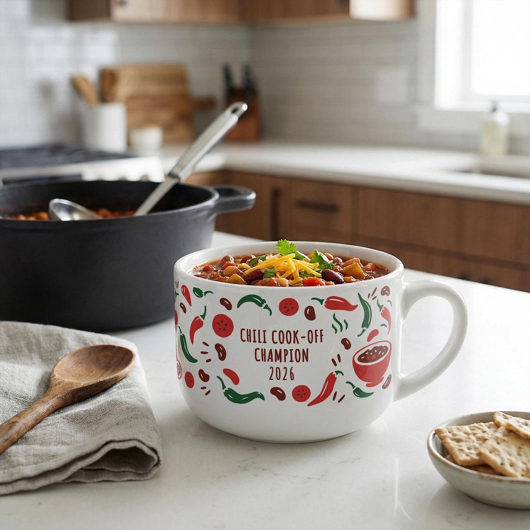 Custom Chili Cookoff Award Mug, Chili Champion Prize, Large 25oz Soup ...