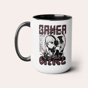 Gamer Girl Accessory Mug, Pink Gaming Gift for Gamer Girl Gifts for Video Gamer Pink Gaming Accessories, Two-Tone 15 oz Coffee Mug image 6