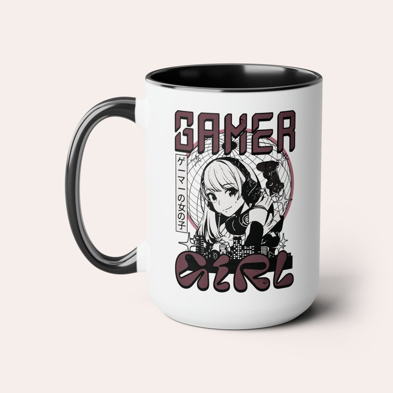 Gamer Girl Accessory Mug, Pink Gaming Gift for Gamer Girl Gifts for Video Gamer Pink Gaming Accessories, Two-Tone 15 oz Coffee Mug image 6