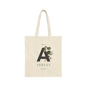 Monogrammed Tote Bag Personalized Tote Bag Custom Tote Bag with Initial & Name, Monogram Bridesmaid Gift Bachelorette Party Gift Friend Gift