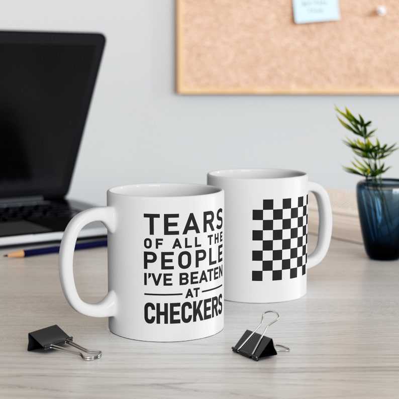 Funny Checkers Trophy Mug, Gift for Checkers Lovers, Checkers Champion Mug, 11 Oz Mug in White