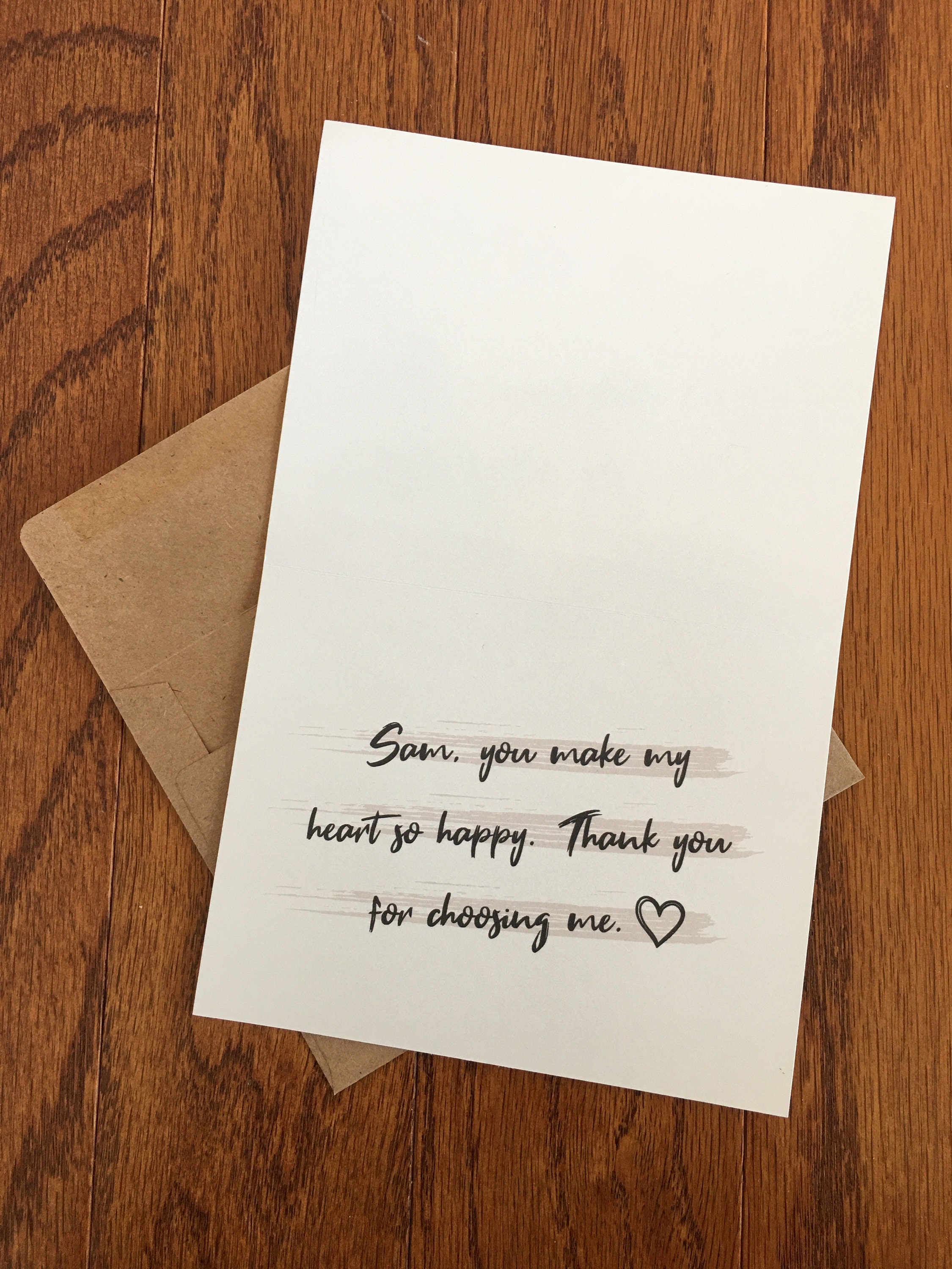 Custom Message Valentines Card Personalized Note Card Valentine's Day ...