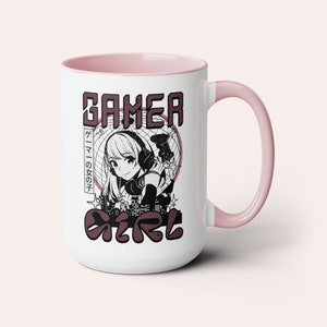 Gamer Girl Accessory Mug, Pink Gaming Gift for Gamer Girl Gifts for Video Gamer Pink Gaming Accessories, Two-Tone 15 oz Coffee Mug image 3