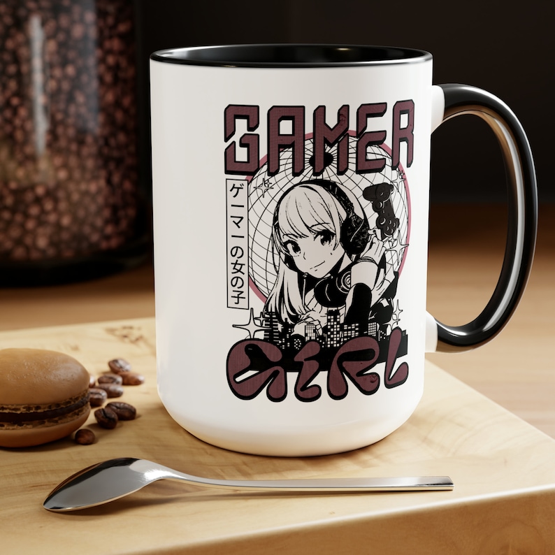 Gamer Girl Accessory Mug, Pink Gaming Gift for Gamer Girl Gifts for Video Gamer Pink Gaming Accessories, Two-Tone 15 oz Coffee Mug image 7