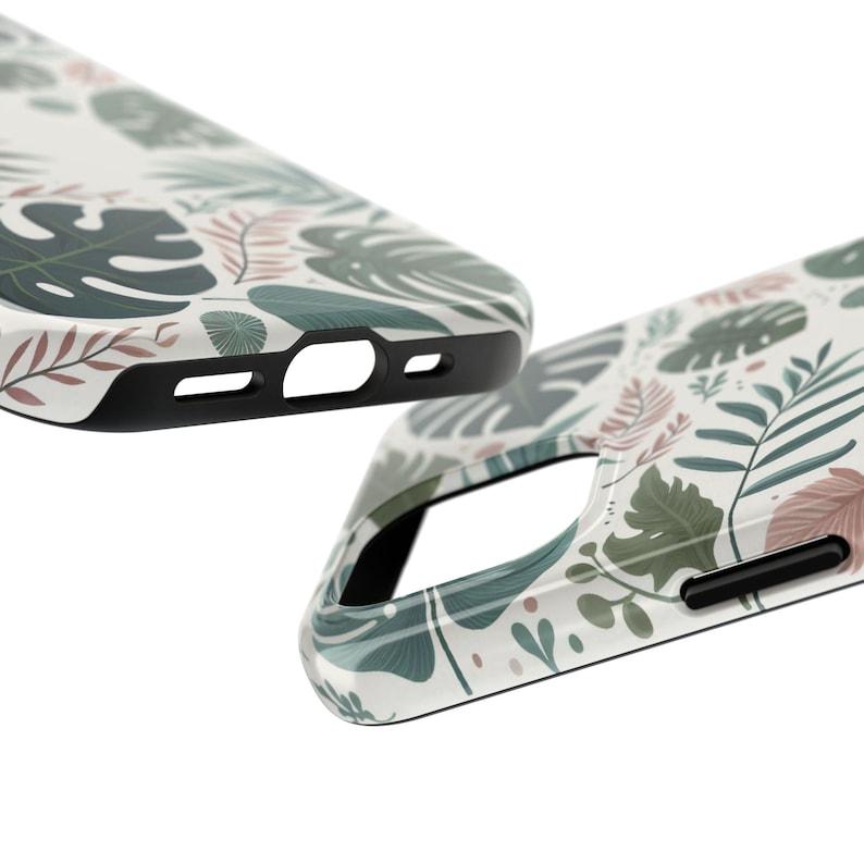 Lommerrijke esthetische telefoonhoes, iPhone/Samsung Tough-telefoonbeschermer, Monstera-bladeren/tropische planten/botanisch groen/Jungle Art, harde kaft afbeelding 7