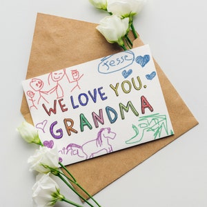 Tarjeta imprimible del Día de la Madre para la abuela de los nietos Regalo para la abuela de los niños Regalos rápidos del Día de las Madres para la descarga digital de la abuela