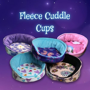 Fleece Cuddle Cup cage accessory for guinea pigs, hedgehogs, rats, rabbits and other small pets.