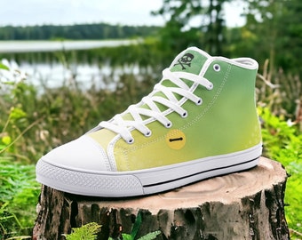 Tropical Frog / Unisex High Top Canvas Shoes, Goth, Emo, Goblincore, Woodland, Witchcore, Faecore, Boho, Bohemian, Cottagecore