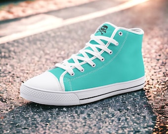 Turquoise / Unisex High Top Canvas Shoes, Goth, Emo, Goblincore, Woodland, Witchcore, Faecore, Boho, Bohemian, Cottagecore