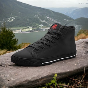 Black / Unisex High Top Canvas Shoes, Goth, Emo, Goblincore, Woodland, Witchcore, Faecore, Boho, Bohemian, Cottagecore
