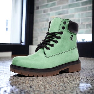 Classic Green / Goth, Goblincore, Woodland, Witchcore, Faecore, Emo, Bohemian, Cottagecore, Vegan, Casual Leather Combat Boots