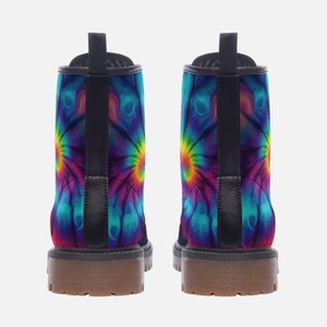 Rainbow Tie Dye / Gothic, Punk, Combat Boots in Unisex Casual Lightweight Vegan Leather: For Women, Men, and Teenagers Custom Shoes image 4