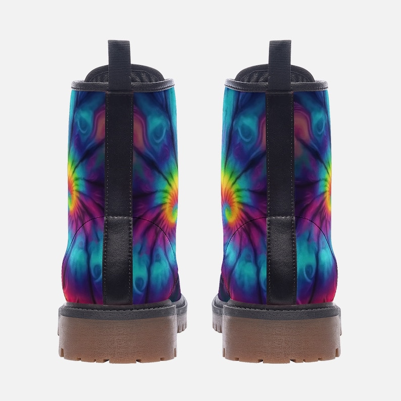 Rainbow Tie Dye / Gothic, Punk, Combat Boots in Unisex Casual Lightweight Vegan Leather: For Women, Men, and Teenagers Custom Shoes image 4