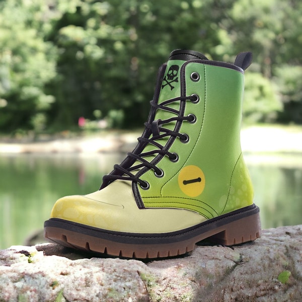 Tropical Frog Gothic, Punk, and Combat Boots in Unisex Casual Lightweight Leather: Boots for Women, Men, and Teenagers Custom Shoes