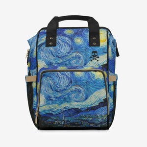 Van Gogh Starry Night / Multi-purpose Diaper Bag Backpack / Insulated Travel Bottle Cooler / Goth, Witchcore, Boho, Gift New Parents Baby