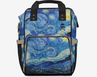 Van Gogh Sternennacht / Mehrzweck-Windel-Taschen-Rucksack / Flaschenkühler / Goth, Witchcore, Boho, Geschenk für neue Eltern Baby