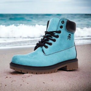 Classic Blue / Goth, Goblincore, Woodland, Witchcore, Faecore, Emo, Bohemian, Cottagecore, Vegan, Casual Leather Combat Boots